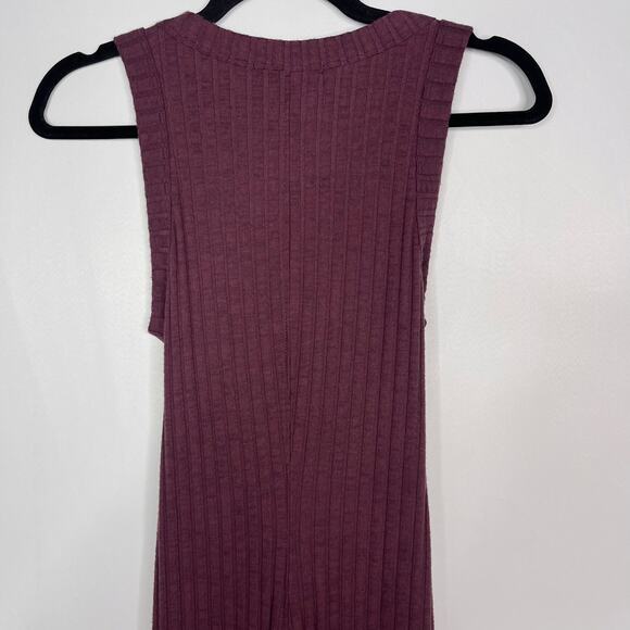 Michael Stars XSmall Purple Plum Solana Ribbed Maxi Dress Sleeveless Tie Waist - Picture 7 of 11